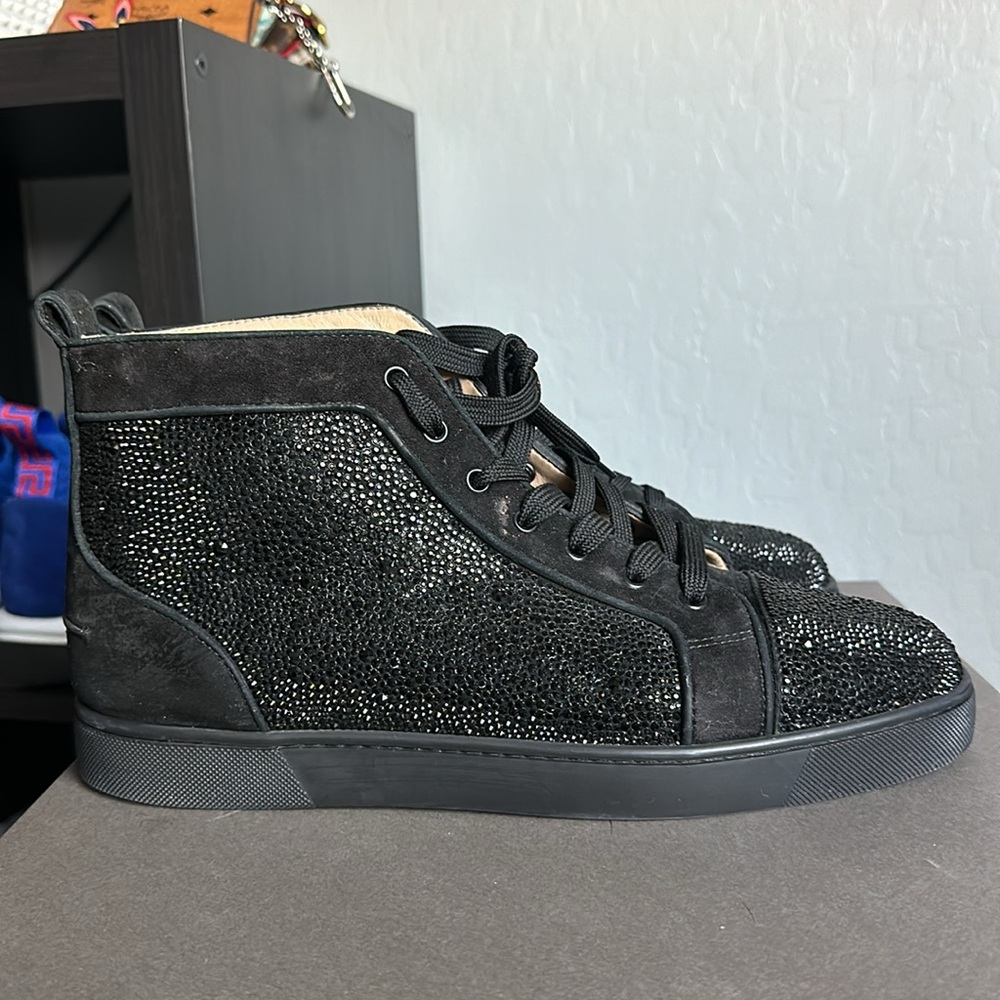Christian Louboutin Louis Strass Swarovski High Top Sneakers Blk Men